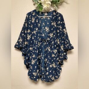 Flowy Ruffle Open Blouse Front Tie S/M